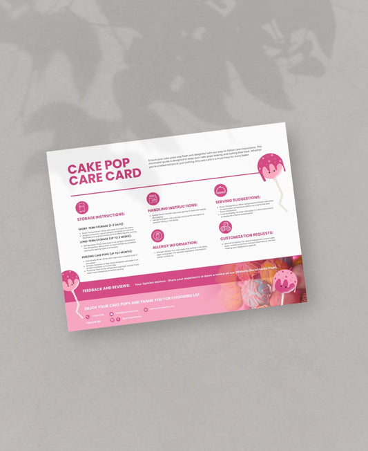 Care Card For Cake Pops