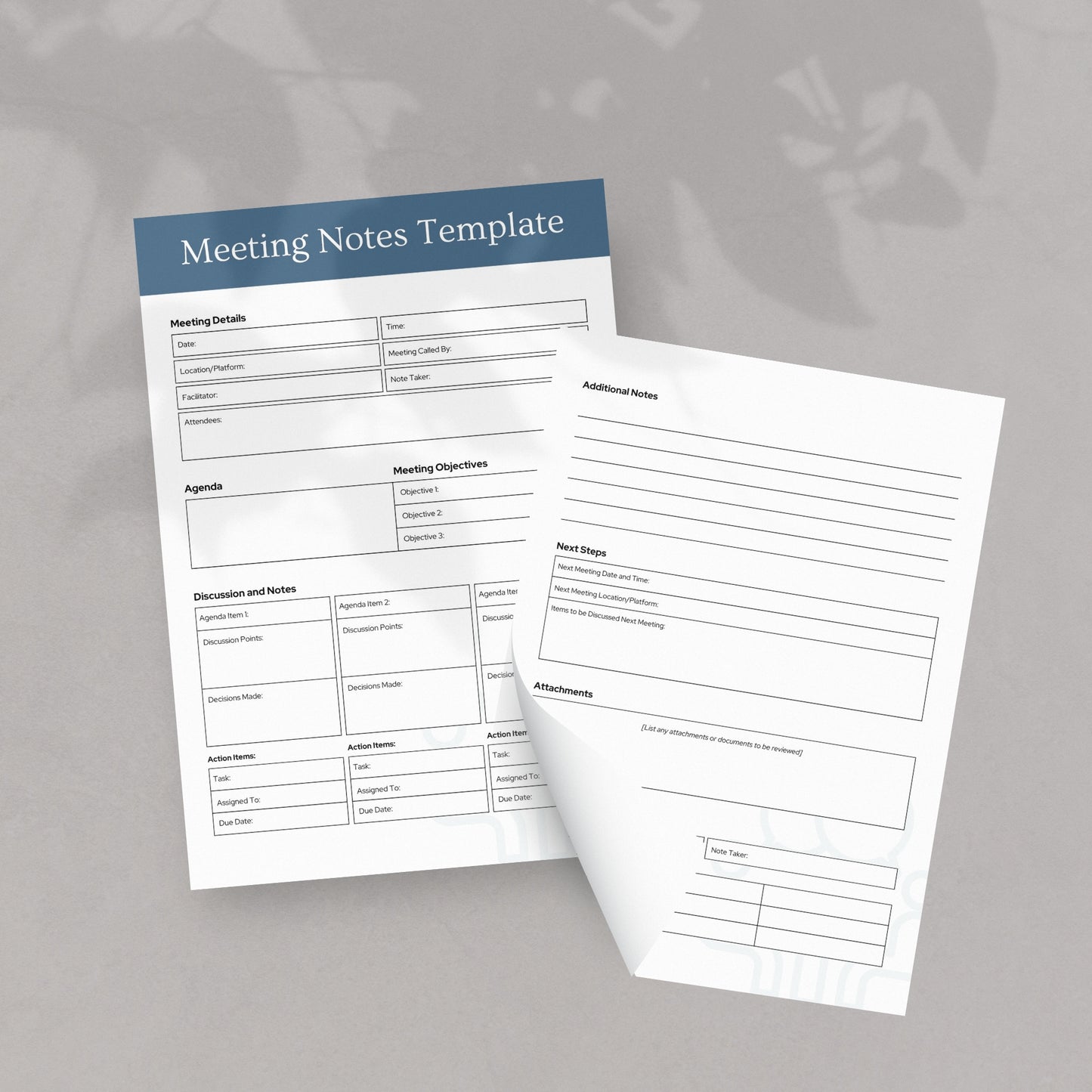 Editable meeting notes template