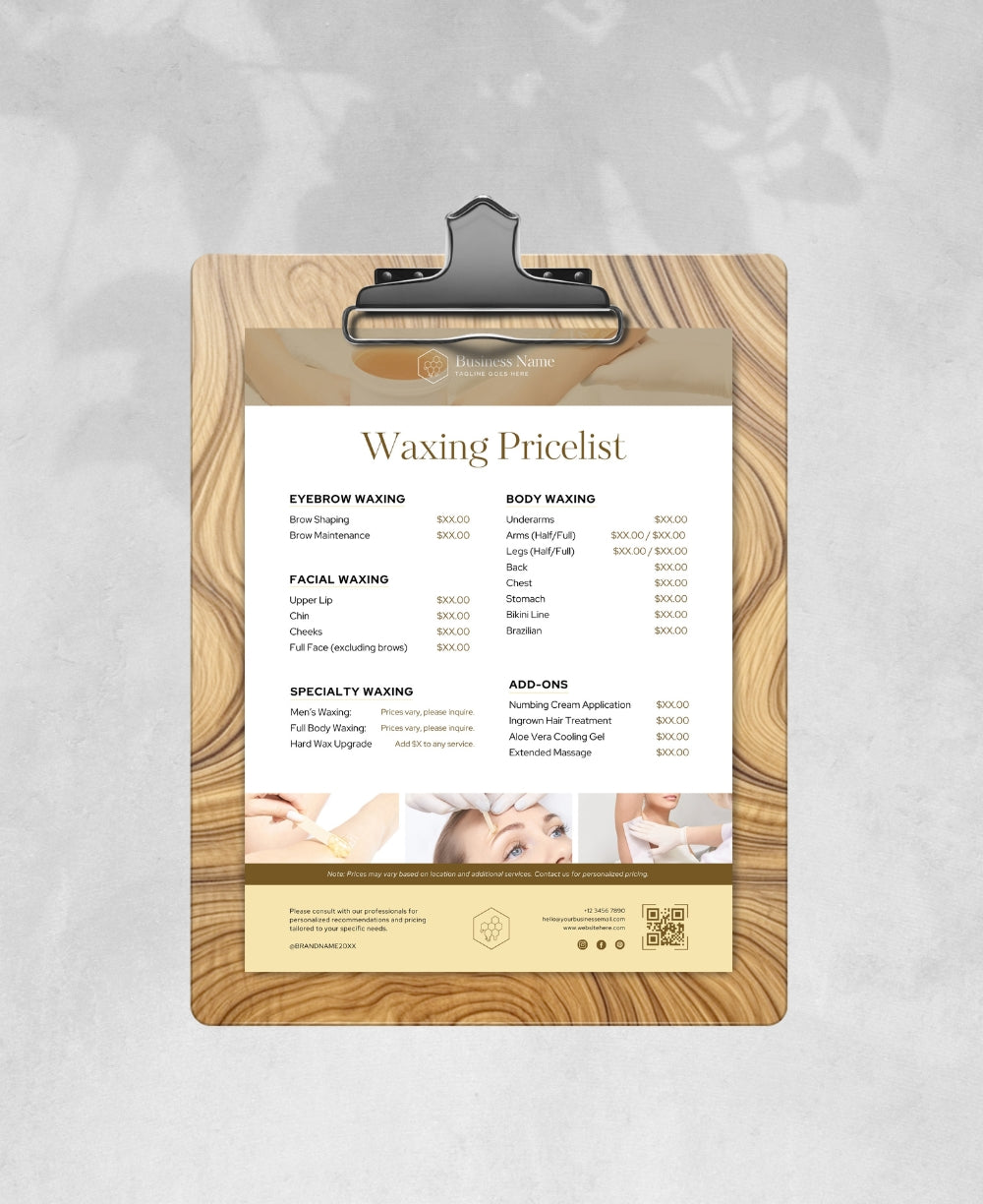 Price List Template For Waxing